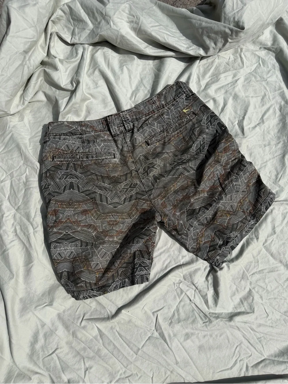Modern Amusement Gray Patterned Men’s Shorts with Brown Accents